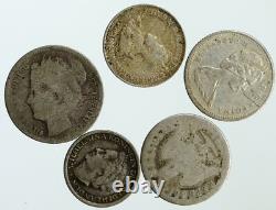 Lot of 5 Silver WORLD COINS Authentic Collection Vintage Group DEAL GIFT i115389