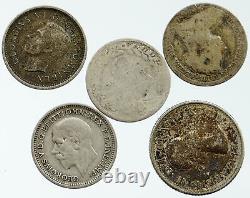 Lot of 5 Silver WORLD COINS Authentic Collection Vintage Group DEAL GIFT i115648