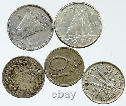 Lot of 5 Silver WORLD COINS Authentic Collection Vintage Group DEAL GIFT i115653