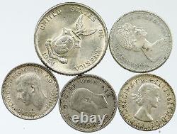 Lot of 5 Silver WORLD COINS Authentic Collection Vintage Group DEAL GIFT i115656