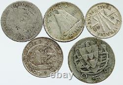 Lot of 5 Silver WORLD COINS Authentic Collection Vintage Group DEAL GIFT i115657