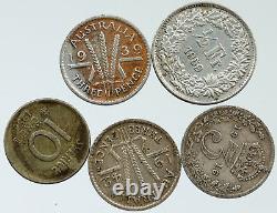Lot of 5 Silver WORLD COINS Authentic Collection Vintage Group DEAL GIFT i115659