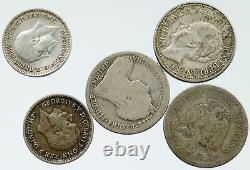Lot of 5 Silver WORLD COINS Authentic Collection Vintage Group DEAL GIFT i115664