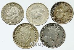 Lot of 5 Silver WORLD COINS Authentic Collection Vintage Group DEAL GIFT i115725