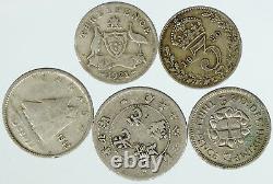 Lot of 5 Silver WORLD COINS Authentic Collection Vintage Group DEAL GIFT i115728