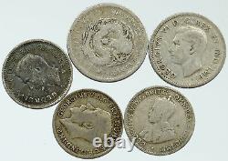 Lot of 5 Silver WORLD COINS Authentic Collection Vintage Group DEAL GIFT i115728