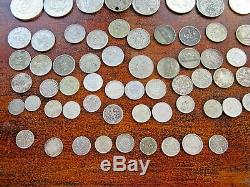 Lot of 60 Circulated Silver World Coins- 8+ Ounces of Old Silver Coins 1870-1969