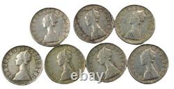 Lot of 7 Italy 500 Lire Circulated Silver Coins 1958-1961 A917B