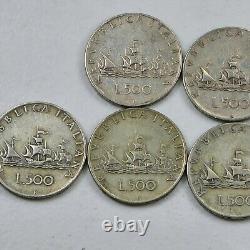 Lot of 7 Italy 500 Lire Circulated Silver Coins 1958-1961 A917B