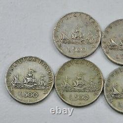 Lot of 7 Italy 500 Lire Circulated Silver Coins 1958-1961 A917B