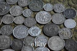 Lot of 80 World Silver coins 27 different countries free shipping! No Reserve