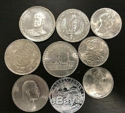 Lot of 9 Large Silver World Coins