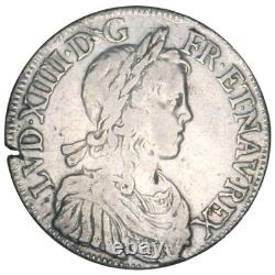 Louis XIV Ecu with Long Hair 1647 K Bordeaux Mint 1st Privy For François Baudot 5F