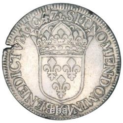 Louis XIV Ecu with Long Hair 1647 K Bordeaux Mint 1st Privy For François Baudot 5F