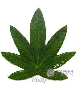 MARIJUANA Cannabis Scented Leaf Silver Plated Coin 100 Francs Benin 2011