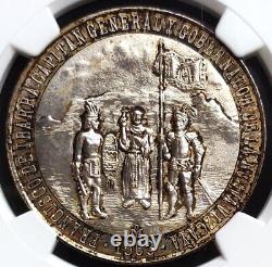 MEXICO 1963? PURE SILVER MEDAL? 400 ANNIVERSARY OF DURANGO? NGC MS-64? Scarc