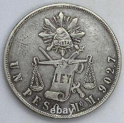 MEXICO 1 Peso 1873 Mo M Silver 0.903 Coin