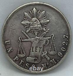 MEXICO 1 Peso 1873 Mo M Silver 0.903 Coin