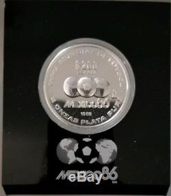 MEXICO 86 Soccer World Cup 2 Oz. Pure Silver Coin Extremely Rare