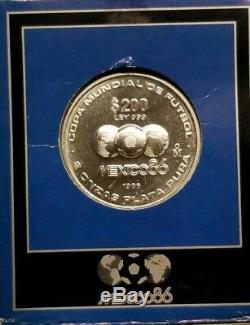 MEXICO 86 Soccer World Cup 2 Oz. Pure Silver Coin Extremely Rare