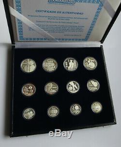 MEXICO SET 12 Silver Coins 100 50 25 Pesos $ 1985 1986 WORLD CUP SOCCER PROOF