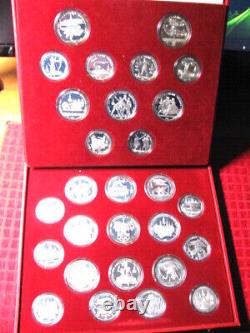 MOSCOW USSR 28 Coin Silver OLYMPIC Set 5 &10 Rubles in ORIGINAL Box 1980,79,78