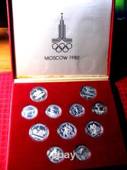 MOSCOW USSR 28 Coin Silver OLYMPIC Set 5 &10 Rubles in ORIGINAL Box 1980,79,78