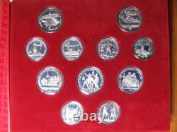 MOSCOW USSR 28 Coin Silver OLYMPIC Set 5 &10 Rubles in ORIGINAL Box 1980,79,78