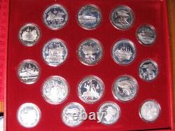 MOSCOW USSR 28 Coin Silver OLYMPIC Set 5 &10 Rubles in ORIGINAL Box 1980,79,78