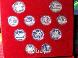 MOSCOW USSR 28 Coin Silver OLYMPIC Set 5 &10 Rubles in ORIGINAL Box 1980,79,78