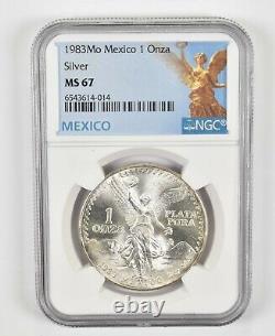 MS67 1983 Mexico 1 Onza Silver Libertad Graded NGC