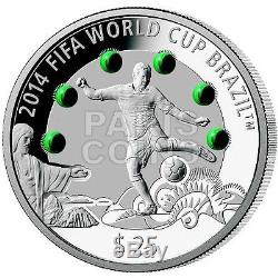 Malachite Coin 3oz FIJI 2013 25$ 2014 FIFA World Cup Brazil Proof Silver Coin
