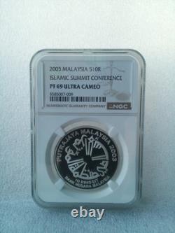 Malaysia 10 Ringgit Islamic Summit Conference 2003 Ngc Pf69