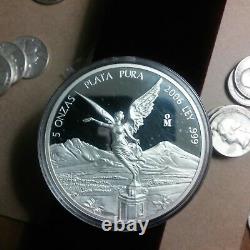 Mexican Libertad. 999 Silver 2006 5 oz PROOF! RARE! Only 700 Minted! Collectors