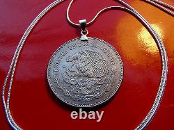 Mexican Republic Eagle & Snake 20 Peso Coin Pendant 20 925 Silver Snake Chain