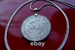 Mexican Republic Eagle & Snake 20 Peso Coin Pendant 20 925 Silver Snake Chain