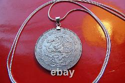 Mexican Republic Eagle & Snake 20 Peso Coin Pendant 20 925 Silver Snake Chain