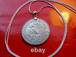 Mexican Republic Eagle & Snake 20 Peso Coin Pendant 20 925 Silver Snake Chain