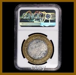 Mexico 100 Pesos Silver Center Coin 2005 Bimetallic Don Quixote NGC Unc Detalis