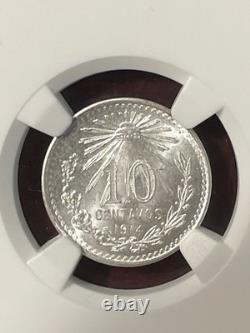 Mexico 10¢ 1914M NGC MS65 -FREE SHIPPING- Ten Centavos