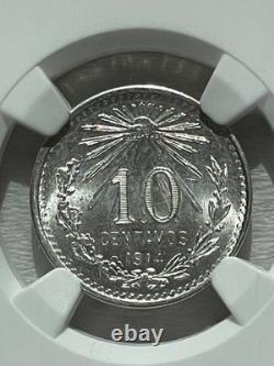 Mexico 10¢ 1914M NGC MS65 -FREE SHIPPING- Ten Centavos