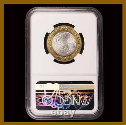 Mexico 10 Pesos Bimetallic Silver Center Coin, 1993 NGC MS 67 Top Pop