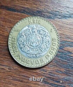 Mexico 1882 Ten Pesos, Silver Center, AU Coin Key Date