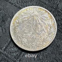 Mexico 1916 Mo Silver 50 Centavos Key Date Unc