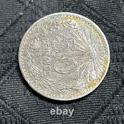 Mexico 1916 Mo Silver 50 Centavos Key Date Unc