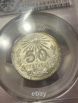 Mexico 1935 50 Centavos PCGS MS64 Silver Coin Limited Mexico Special Label Tone