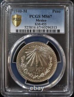 Mexico 1940-m Peso Pcgs Ms67 High Grade