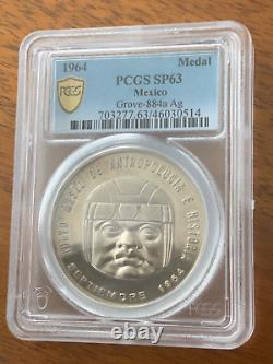 Mexico 1964 Silver Medal Museo de Anthropologia Petlacalli PCGS SP63 Grove 884a