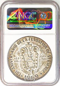 Mexico 1969? Pure Silver Medal? 450 Anniversary Of Veracruz? Ngc Ms-66? Rare