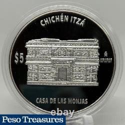 Mexico 5 Pesos Proof Chichen Itza Casa De Las Monjas BU In Capsule